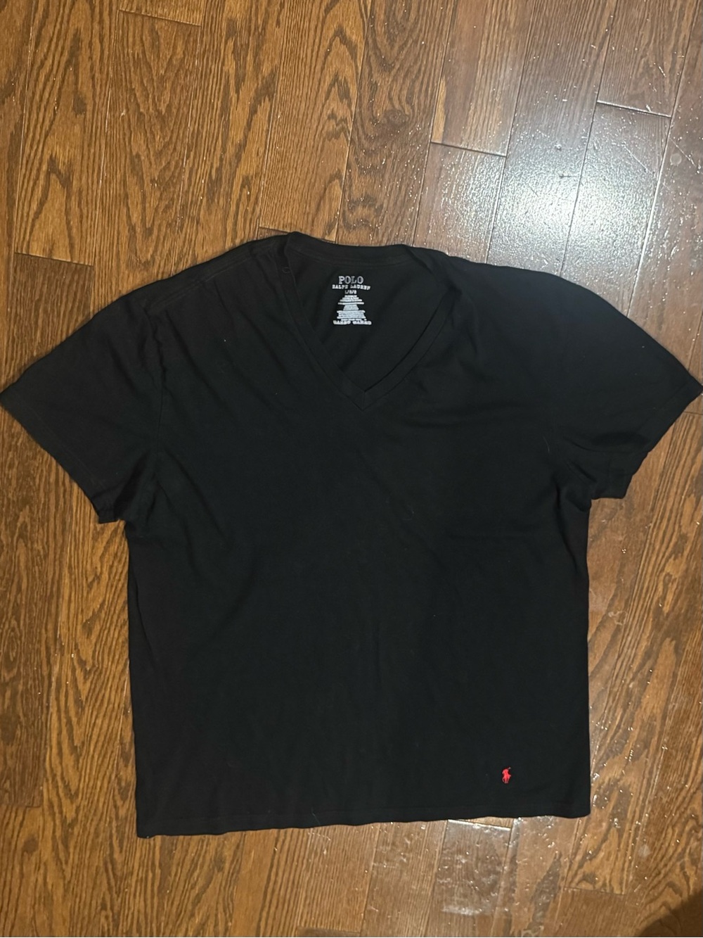 Polo by Ralph Lauren Black V-Neck Tee with Red Pony Logo